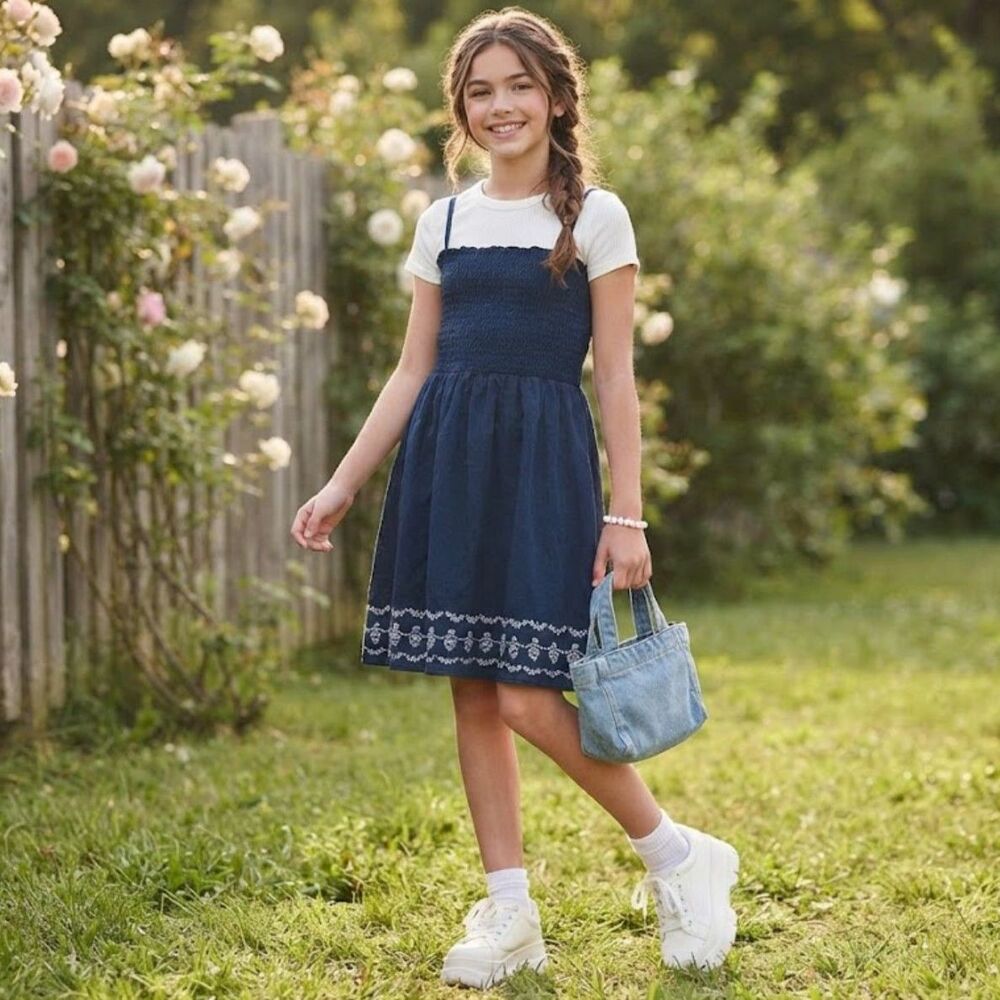 Bcbgirls Girl's Navy and Blue Dress
